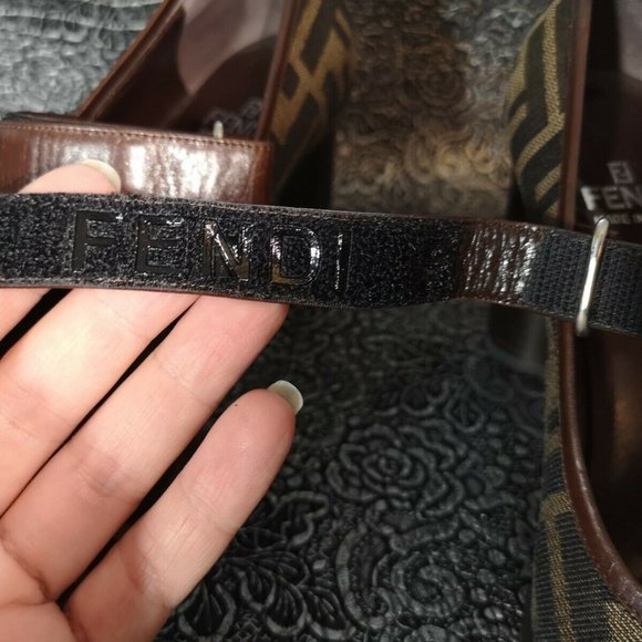 Authentic Vintage FENDI Mary Jane  Heels Zucca Black/Sand Size 38 80s/90s  Italy - Picture 8 of 12